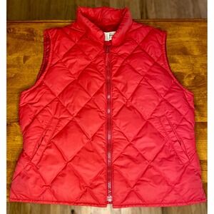 Classic Eddie Bauer Quilted Vest Red Goose Down Fill Women's Large L Puffer